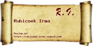 Rubicsek Irma névjegykártya